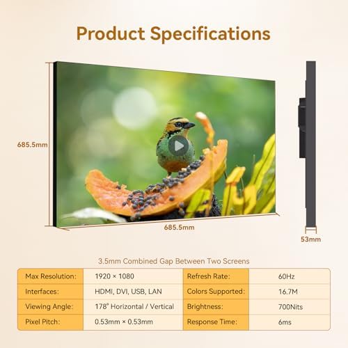 55" Video Wall Display, UHD Digital Signage Display, 700 Nits - Image 2