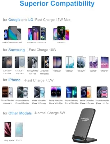 NANAMI Wireless Charger Stand 2 Pack, 10W Fast Desktop Charging Stand - Image 2