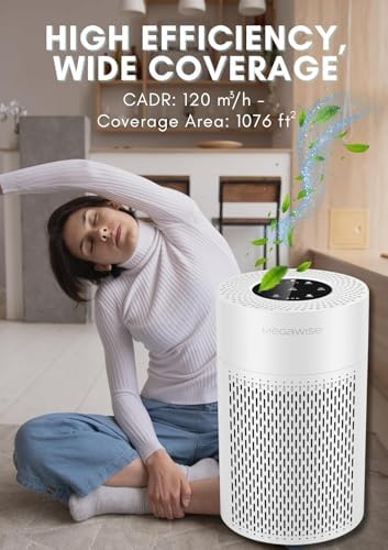 MEGAWISE H13 HEPA Air Purifier, Smart Sensor, Sleep Mode, White - Image 6