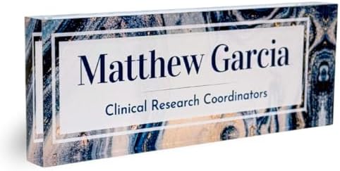 Customized Clear Acrylic Thick 8x3" Desk Name Plate Block with Personalized Logo - Professional Office Decor - Customized Acrylic Plate Gift for Teacher Co-workers (Turquoise Shine) by ClickedCraft
