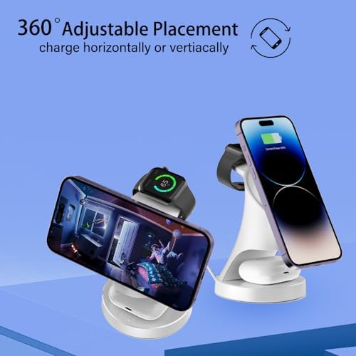 Wireless Charger,3 in 1 Magnetic Wireless Charger Stand, Fast Wireless Charging Dock for iPhone17/16/15/14/13/12 Series, Apple Watch Series, AirPods Pro. - Image 3