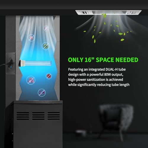 80W UV Light for HVAC Systems with 1 Spare Bulb, Ozone-Free Commercial/Whole House Duct UVC Lamp with Ceramic Base, Dual H-Tube 99.9% Efficiency with 253.7nm, for Hotel, Mall, School, Hospitals - Image 3