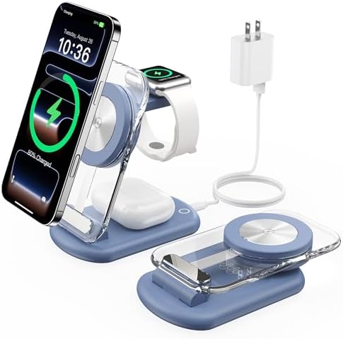 Mukiya 3 in 1 Magnetic Wireless Charging Station for Apple Devices by Mukiya