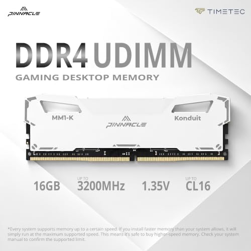 Timetec Pinnacle Konduit 32GB KIT(2x16GB) DDR4 3200MHz PC4-25600 CL16-18-18-38 XMP2.0 Overclocking 1.35V Dual Rank Compatible for AMD and Intel Desktop Gaming PC Memory Module - White - Image 2