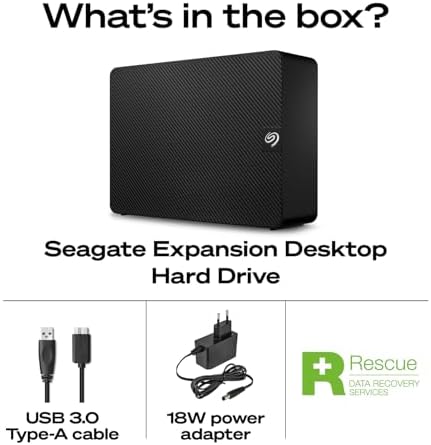 Seagate Expansion 24TB External Hard Drive HDD - USB 3.0, with Rescue Data Recovery Services (STKP24000400) - Image 3