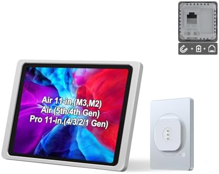 Magnetic Wall Mount with Charging Case A9 for iPad Air 11-Inch (M2), iPad Pro 11-Inch, iPad Air 10.9-Inch. PoE and DC up to 18W Quick Charge, Strong Magnets, 360 Rotation by EMONITA