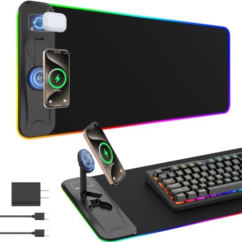 TARKARI Gaming Mouse Pad Wireless Charging Magnetic Rotating Phone Stand by Home