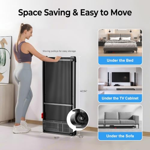 Walking Pad Treadmill for Home - Under Desk Treadmills Mini Portable Walking Running Machine Slim Compact Small Lightweight Motorized Electric Treadmill with Adjustable Speed Remote - Image 7
