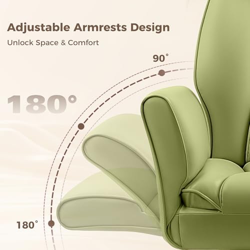 Big and Tall Office Chair, Flip Armrests for Pets & Cross Legged Sitting, Ergonomic Leather Executive Desk Chair with Foot Rest, High-Back Reclining Computer Chairs for Home Office Gaming, Green - Image 4