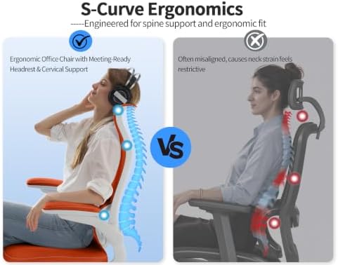 TRALT Office Chair Ergonomic Desk Chair with Lumbar Support Orange, 1 - Image 3