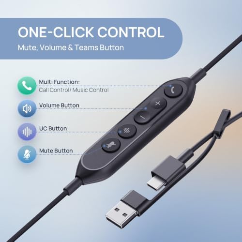 Yealink UH46 PC Headset with Mic Noise Cancelling Wired Headset USB-C/A - Image 5