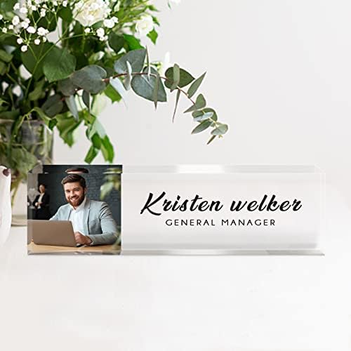 Desk Name Plate Personalized, Custom Name Plates for Desks, Office Desk Decor, Clear Acrylic Glass Block with Photo, Personalized Office Gifts for Women Men Coworkers Boss Teachers, Appreciation Gifts - Image 4