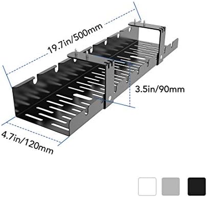 FLEXISPOT Under Desk Cable Management Tray, Metal Raceway Wires Cable Tidy Organizer, Office and Home Cable Tray Use for Standing Desk (Black) - Image 4