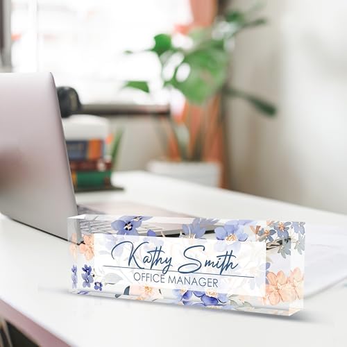Personalized Name Plate for Desk, Custom Desk Name Plate, Acrylic Name Plate Office Desk Accessories, Personalized Office Gifts for Coworkers Teachers, Employee Appreciation Gifts (A-WaterColor2) - Image 4