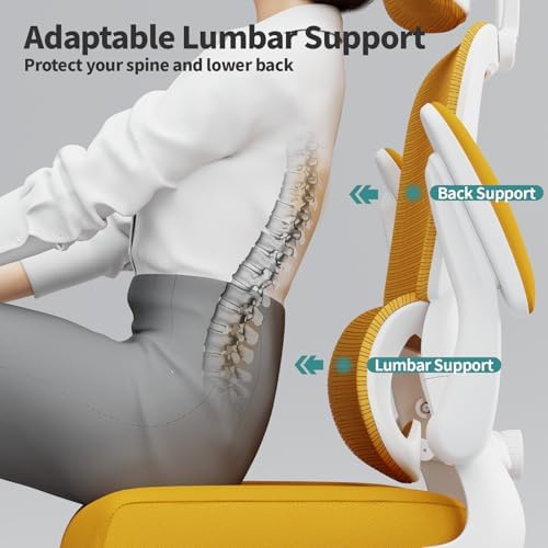 TRALT Office Chair Ergonomic Desk Chair with Lumbar Support Yellow, 1 - Image 5