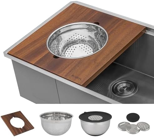 Ruvati 69-inch Workstation Two-Tiered Ledge Kitchen Sink Undermount 16 Gauge Stainless Steel - RVH8666 - Image 7