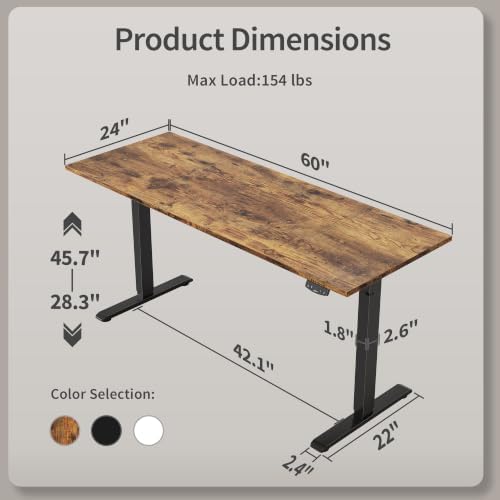 Agilestic 60*24 Inch Height Adjustable Electric Standing Desk, Rustic Brown - Image 3