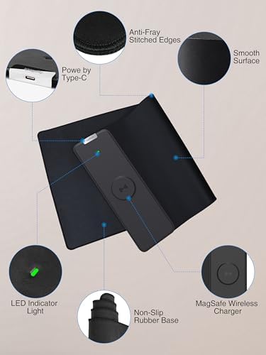 TopMade Wireless Charging Mouse Pad, 31.5"x11.81" XXL Large Desk Mat, Black - Image 4