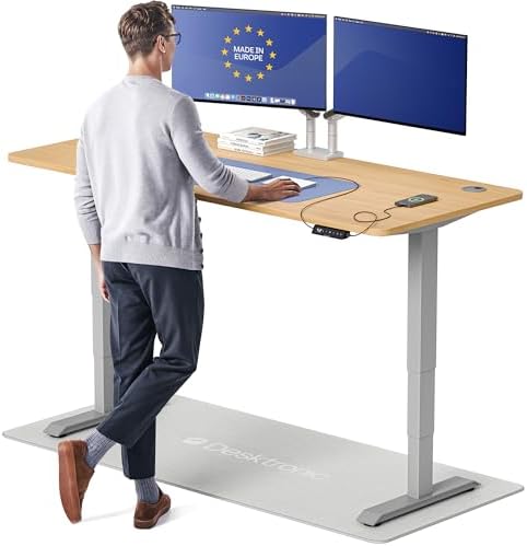 Desktronic HomePro Standing Desk 72x30 — Made in Europe, Ergonomic Sit Stand Home Office Desk, Electric Height Adjustable, Dual Motor, USB & USB-C Charging, Wobble-Free, Touchscreen, 3 Memory Presets by Desktronic