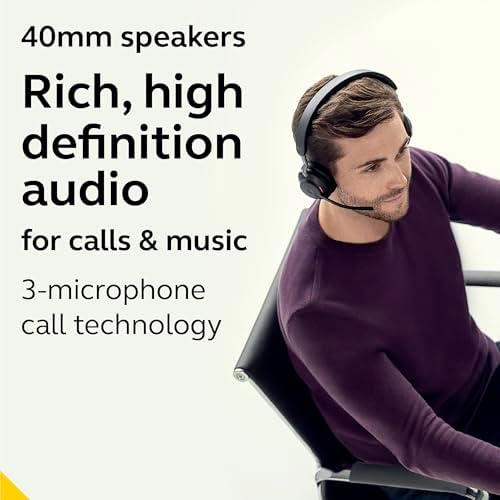 Jabra Evolve2 65 MS Wireless Headphones with Link380c, Stereo, Black – Wireless Bluetooth Headset for Calls and Music, 37 Hours of Battery Life, Passive Noise Cancelling Headphones - Image 3