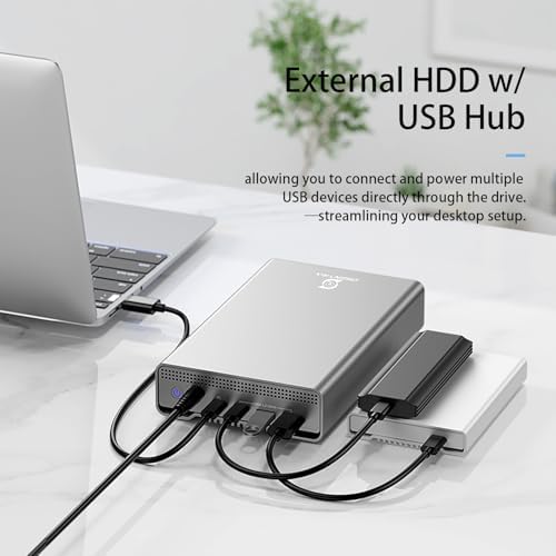 GX100 12TB USB 3.2 Gen 2 (10Gbps) External Hard Drive with USB Hub for Windows or MacOS Desktop PC/Laptop - 2 Year Warranty - Image 5