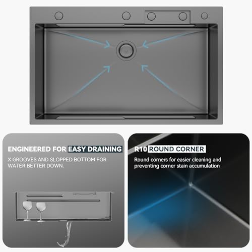Lordear 36" Drop In Kitchen Sink with Faucet Waterfall Kitchen Sink - Image 6