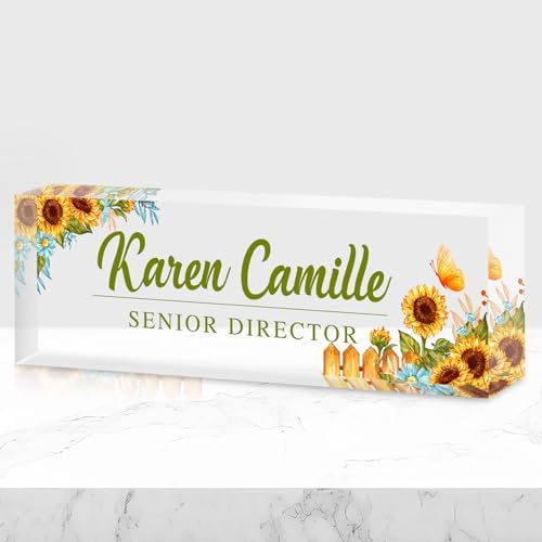 Custom Office Name Plate for Desk - Name Plate Personalized Gifts for Coworkers, Boss, Teacher, Social Worker - Acrylic Office Desk Decor for Women Men - Employee Appreciation Gifts (yellow) by EveryBaositycraftsgiftisone-of-a-kind%E2%80%94exclusivelycraftedforyou