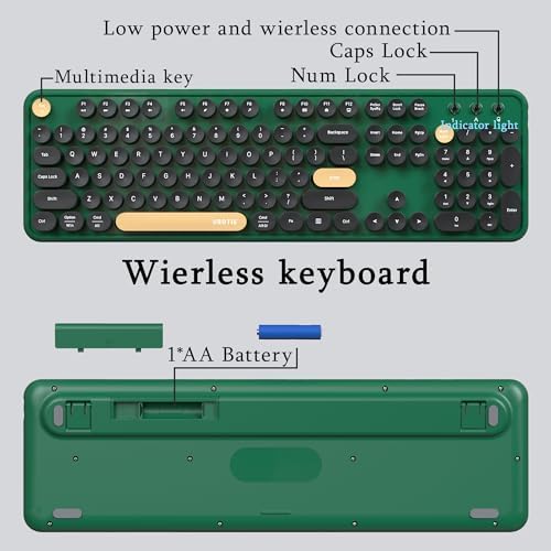 Colorful Wireless Computer Keyboards Mouse Combos (Green-Black) - Image 6