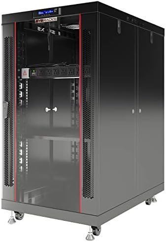 Sysracks 18U Premium Rack Mount Server 35" Depth Deep Network Cabinet, Server Rack with Fan, Removable Side Panels, Locking Glass Door Computer Cabinet Enclosure Network Rack Case PR 18.900 by SYSRACKS