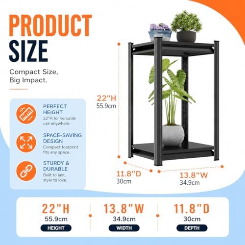 Printer Stand with Storage, 2-Tier Industrial Heavy Duty All-Metal Office Organizer Shelf, Space-Saving Storage Rack for Printer, Scanner, Copier, Paper and Office Supplies, Black,22"H×13.8"W×11.8"D - Image 3