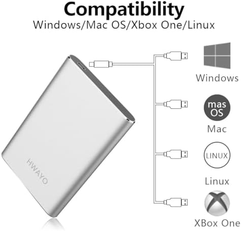 HWAYO 1.5TB Portable External Hard Drive USB3.1 Type C Ultra Slim 2.5'' HDD - Image 2