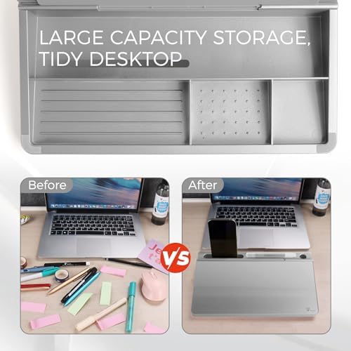 TOWON Glass Desktop Whiteboard with Storage 12x7 in, Metallic Silver - Image 5