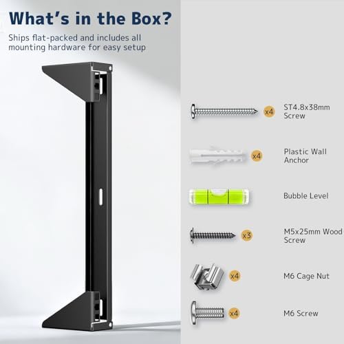 1U Vertical Wall-Mount Rack - 19" Steel Wall & Under-Desk Bracket for Server, Network Switch, or Patch Panel, Supports up to 121lbs, for Cabinet or Server Room, JHSVR-1U - Image 5