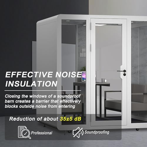 Office Sound Booth with Audio Privacy - Portable Soundproof Booth Includes White Modern Syle,Movable Room with Light,Fans, Socket for Singing Room, Study (78.74'') - Image 3