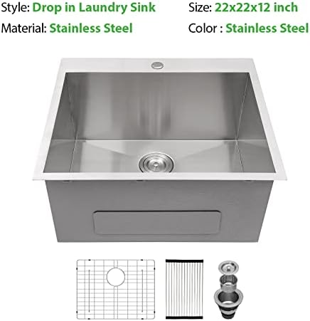 22 Inch Stainless Steel Drop In Laundry Utility Sink - Image 5