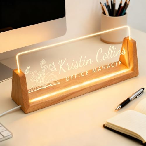 Personalized LED Name Plate for Desk, Light Up Acrylic Office Decor - Image 4