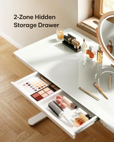 Marsail Glass Standing Desk with Drawer, 48 x 24 inch Electric Standing Desk, Height Adjustable Desk with One-Piece Tabletop & USB Charging Ports, Sit Stand Desk with Storage for Home & Office White - Image 6