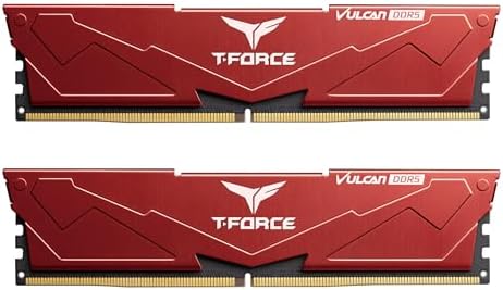 TEAMGROUP T-Force Vulcan DDR5 64GB (2x32GB) 6000MHz (PC5-48000) CL38 Intel XMP 3.0 & AMD Expo Compatible Desktop Memory Module Ram Red FLRD564G6000HC38ADC01 by TEAMGROUP