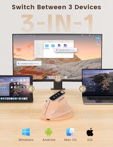 SABLUTE Ergonomic Vertical Wireless Mouse with 3-Device Switching MAM4 - Image 6