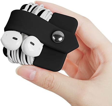 Headphone Case Cord Organizer Earbuds Holder Earphones Case Wrap Winder Headset Keeper Cord Manager Cable Organizer Black - Image 3