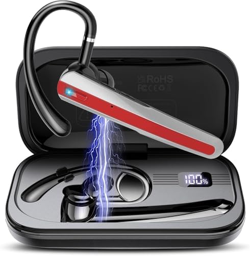 Bluetooth Earpiece, Wireless Handsfree with Noise Cancelling Mic,Burgundy by Atheewon
