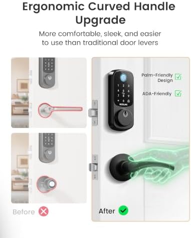 DESLOC B200 Fingerprint Smart Lock with 2 Ergonomic Curved Handles - Image 3