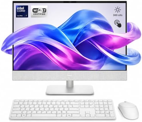 Dell 23.8" All-in-One Desktop Computer, FHD Touchscreen, Intel Core Ultra 7 Series 3 Processor, Copilot+ PC, 16GB DDR5 RAM, 1TB PCIe SSD, Wi-Fi 6E, Bluetooth 5.3, Windows 11 PRO, Wireless KB & Mouse by Dell