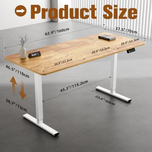 63"x28" Standing Desk, Height Adjustable Sit-Stand for Home Office - Image 3
