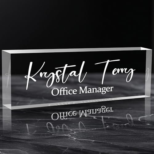 Personalized Name Plate for Desks, Custom Desk Name Plates, Acrylic Name Plate Office Desk Accessories, Personalized Office Gifts for Coworkers Teachers, Employee Appreciation Gifts (Engraved) by EOBIBIFUN