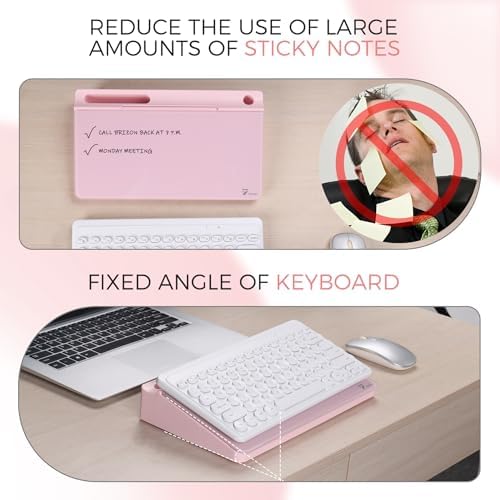 TOWON Compact Glass Desktop Whiteboard with Storage 12x7 in, Pink - Image 4