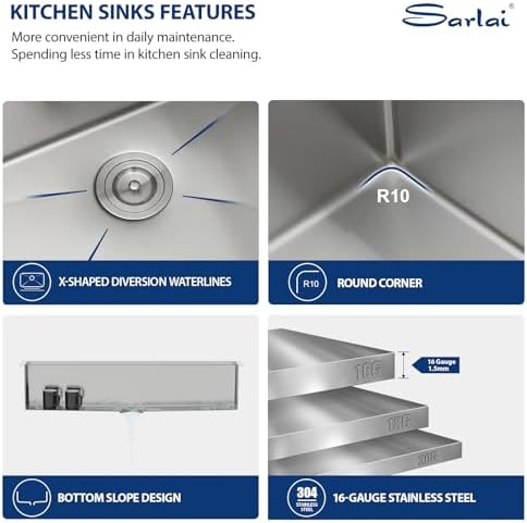 Sarlai 45 Undermount Workstation Kitchen Sink 45x19 Inch - Image 6
