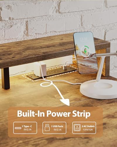Agilestic 55*24 Inch Electric Standing Desk with Shelf & Led, Rustic Brown - Image 5