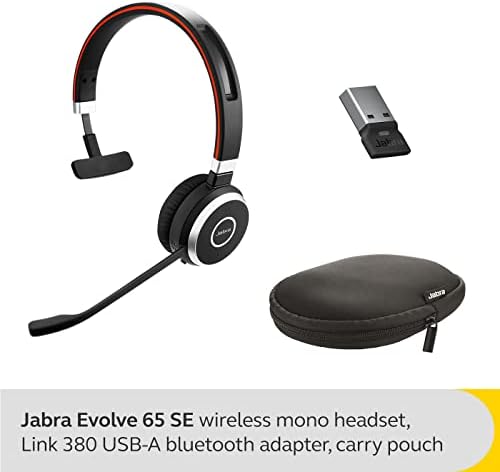 Jabra Evolve 65 SE Mono Wireless Headset - Bluetooth Headset with Noise-Cancelling Mic and Long-Lasting Battery — Unified Communications Certified for Zoom, Unify and Other Leading Platforms - Black - Image 5