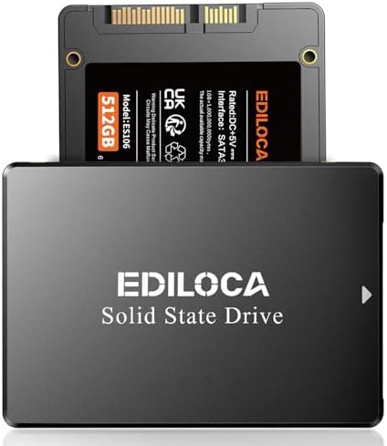 Ediloca 512GB SSD Internal Solid State Drive 2.5" SATA III 6Gb/s, 540MB/s Read Speed 3D TLC NAND, 512GB SATA SSD PC/Laptop Upgrade, Shock-Resistant & Drop-Proof(ES106) by EDILOCA